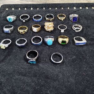 Estate Find Chunky Fashion Ring Lot Mens Womens Cocktail Wedding Spikes Titanium